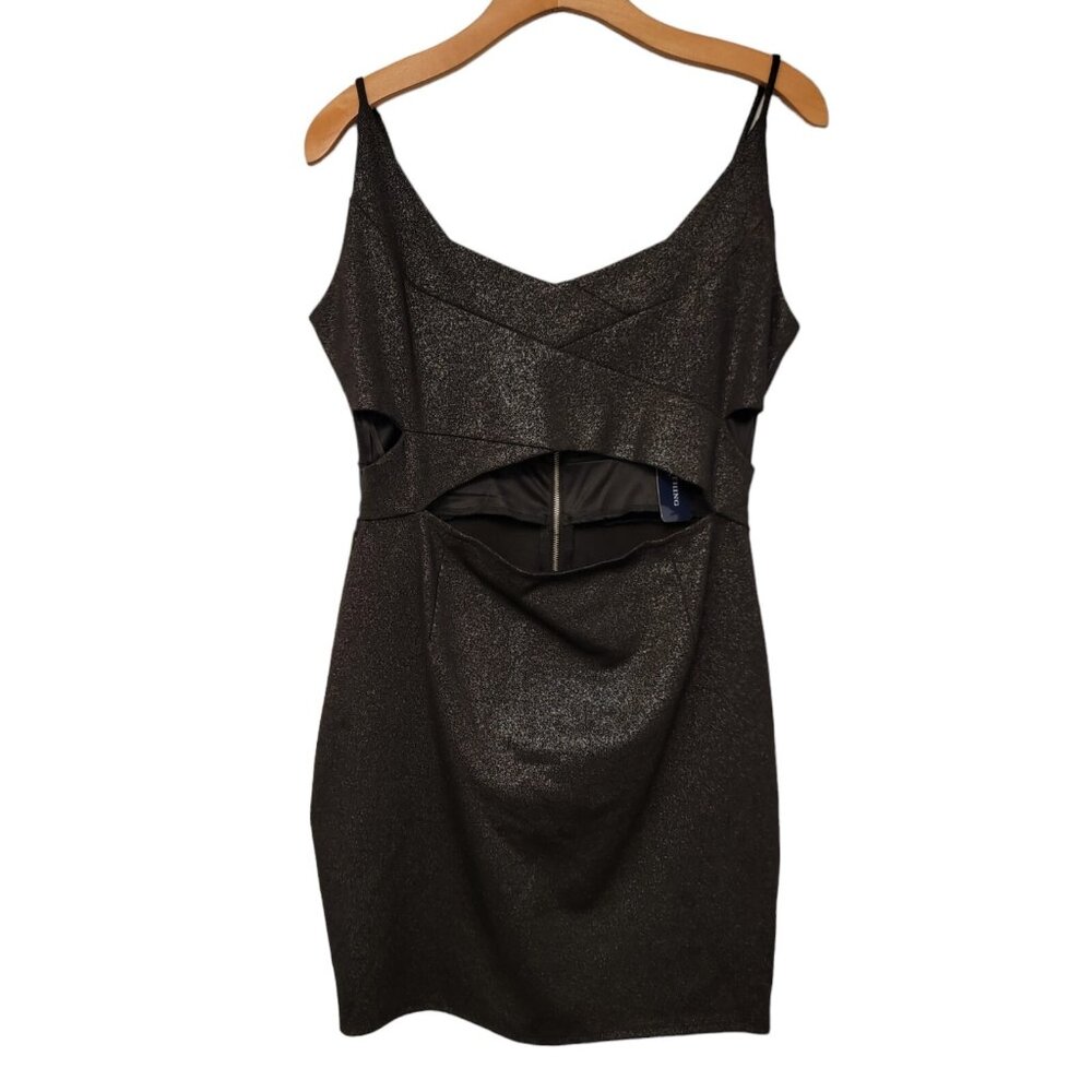 One Love Clothing Los Angeles Mini Dress Black Metallic Open Navel Size S/M NWT